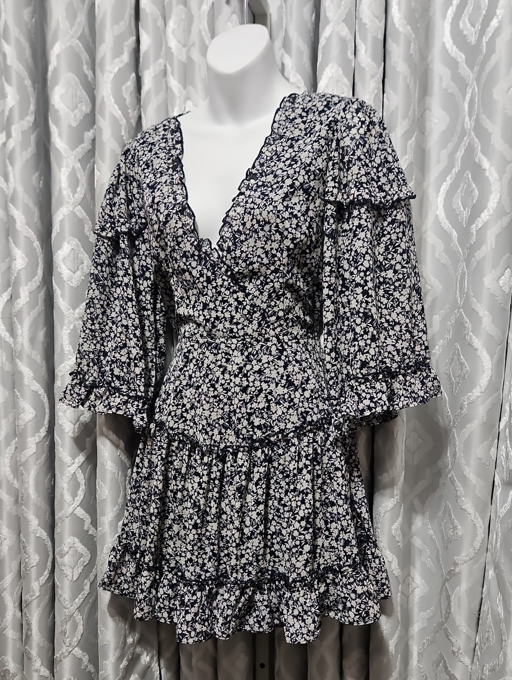 Altar'd State Flutter Sleeve Bustle Back Mini Dress